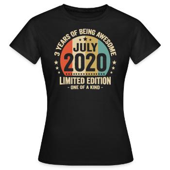 Juillet 2020 3 Ans Anniversaire Vintage Cadeau - T-shirt Femme - noir - Devant - AI Model Female 172 dark (172cm)