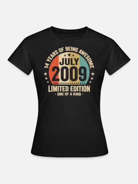 Juli 2009 14 jaar jubileum Vintage Gift - Vrouwen T-shirt - zwart