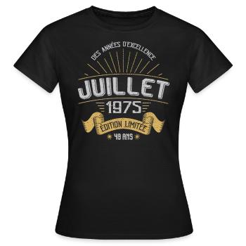 Juillet 1975 48 Ans Anniversaire Vintage Cadeau - T-shirt Femme - noir - Devant - AI Model Female 172 dark (172cm)