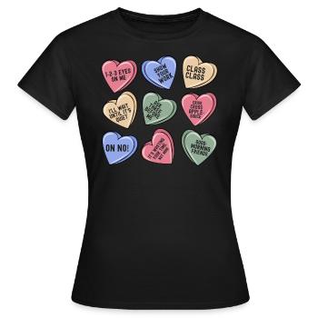 Funny Teacher Valentines Day Conversation Heart - Women's T-Shirt - black - Front - AI Model Female 172 dark (172cm)