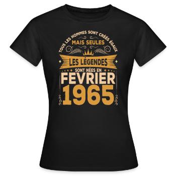 Les Légendes Sont Nées En Février 1965 - T-shirt Femme - noir - Devant - AI Model Female 172 dark (172cm)