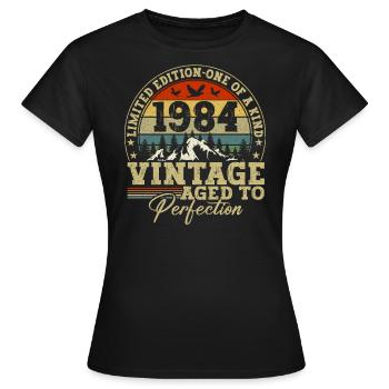 1984 Vintage Bis Zur Perfektion Gereift - Frauen T-Shirt - Schwarz - Vorne - AI Model Female 172 dark (172cm)