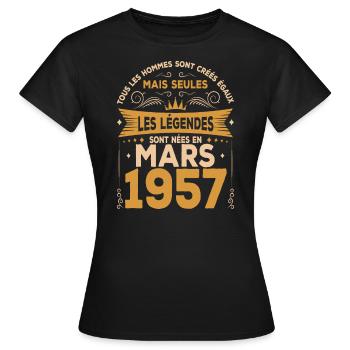 Mars 1957 anniversaire Mars 1957 Mars - T-shirt Femme - noir - Devant - AI Model Female 172 dark (172cm)