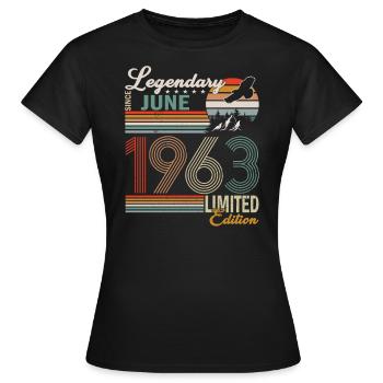 Juni 1963. Geburtstagsgeschenk Juni 1963. Juni. - Frauen T-Shirt - Schwarz - Vorne - AI Model Female 172 dark (172cm)