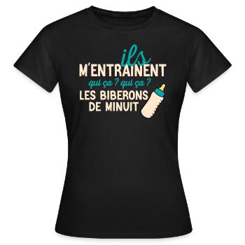 Les joies du biberon de minuit - T-shirt Femme - noir - Devant - AI Model Female 172 dark (172cm)