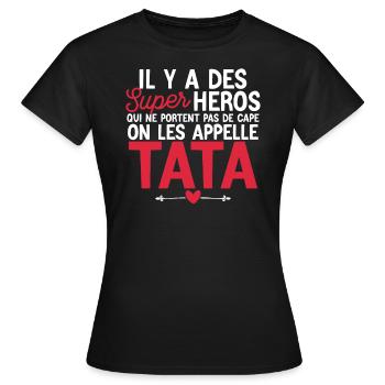Héros Sans Cape : Les Tatas - T-shirt Femme - noir - Devant - AI Model Female 172 dark (172cm)