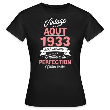 Surprise Août 1933 - T-shirt Femme - noir - Devant - AI Model Female 172 dark (172cm)