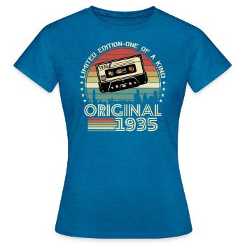 Vintage Geburtstag 1935 - Frauen T-Shirt - Antikblaues Saphir meliert - Vorne - AI Model Female 172 dark (172cm)