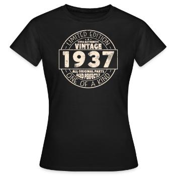 Vintage Geburtstagsgeschenk 1937 - Frauen T-Shirt - Schwarz - Vorne - AI Model Female 172 dark (172cm)