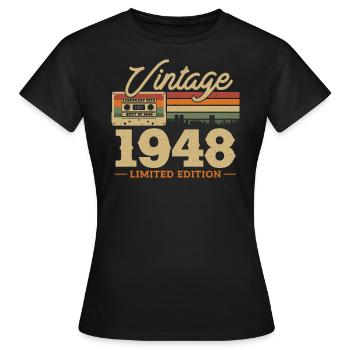 1948 - 75/76. Geburtstag - Frauen T-Shirt - Schwarz - Vorne - AI Model Female 172 dark (172cm)