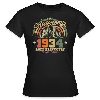Vintage Geburtstagsgeschenk 1934 - Frauen T-Shirt - Schwarz - Vorne - AI Model Female 172 dark (172cm)
