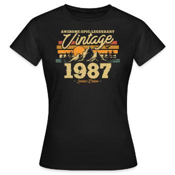 Vintage 1987 Geburtstagsgeschenk - Frauen T-Shirt - Schwarz - Vorne - AI Model Female 172 dark (172cm)