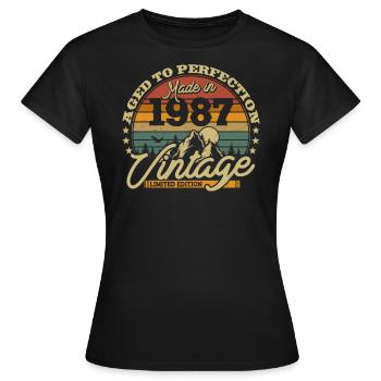 Vintage Geburtstagsgeschenk 1987 - Frauen T-Shirt - Schwarz - Vorne - AI Model Female 172 dark (172cm)