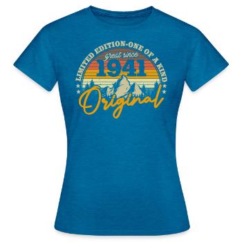 Vintage Birthday Gift 1941 - 82/83 Years - Women's T-Shirt - antique blue sapphire heather - Front - AI Model Female 172 dark (172cm)