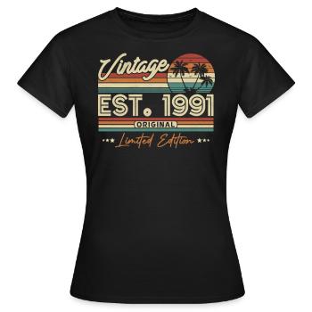 Vintage Geburtstagsgeschenk 1991 - Frauen T-Shirt - Schwarz - Vorne - AI Model Female 172 dark (172cm)