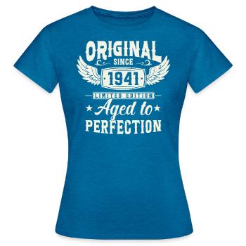 Pure nostalgia: 82 years vintage gift - Women's T-Shirt - antique blue sapphire heather - Front - AI Model Female 172 dark (172cm)