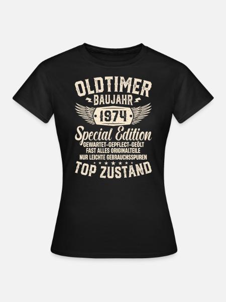 Kultiges 1974er Oldtimer-Geschenk - Frauen T-Shirt - Schwarz