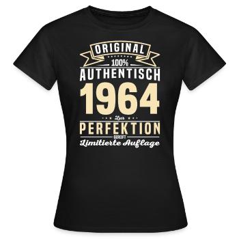 Authentisches 1964 Geburtstagsgeschen - Frauen T-Shirt - Schwarz - Vorne - AI Model Female 172 dark (172cm)