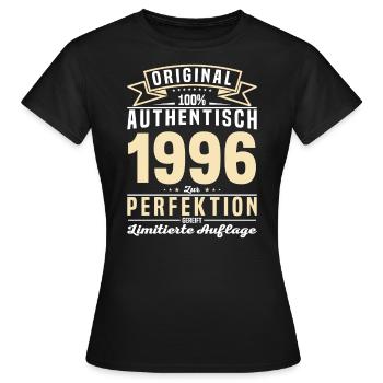 Authentisches Geburtstagsgeschenk 1996 - Frauen T-Shirt - Schwarz - Vorne - AI Model Female 172 dark (172cm)