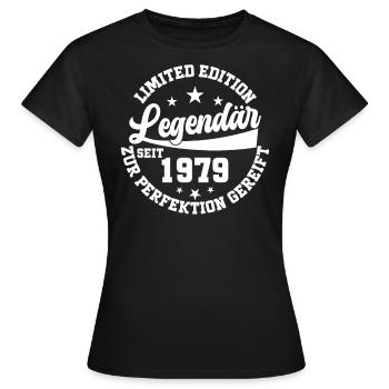 Legendär seit 1979 - Frauen T-Shirt - Schwarz - Vorne - AI Model Female 172 dark (172cm)