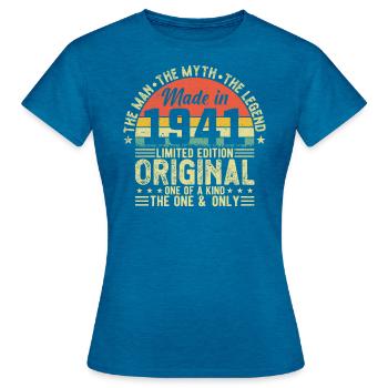 Vintage 1941 Birthday Shirt - 83 Years - Women's T-Shirt - antique blue sapphire heather - Front - AI Model Female 172 dark (172cm)