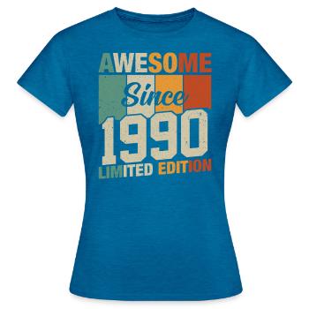 Jahrgang 1990 Legenden - Frauen T-Shirt - Antikblaues Saphir meliert - Vorne - AI Model Female 172 dark (172cm)