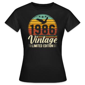 Stilvolles 1986 Geburtstagsjubiläum - Frauen T-Shirt - Schwarz - Vorne - AI Model Female 172 dark (172cm)