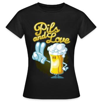 Pils and love toon - Frauen T-Shirt - Schwarz - Vorne - AI Model Female 172 dark (172cm)