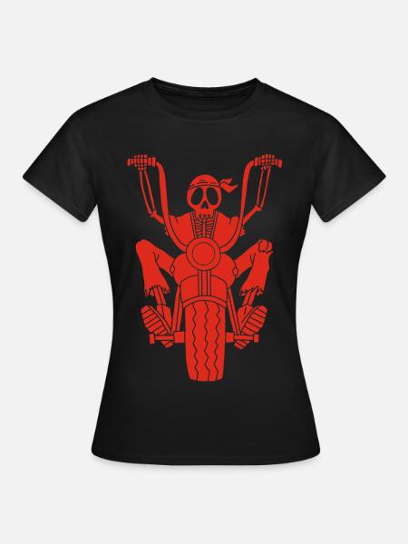 Rotes Biker-Skelett - Frauen T-Shirt - Schwarz