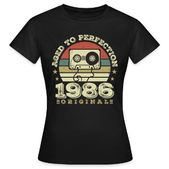 Original Vintage Jubiläumsgeschenkidee 1986 - Frauen T-Shirt - Schwarz - Vorne - AI Model Female 172 dark (172cm)
