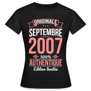 18th Birthday - Original - August 2007 - Women's T-Shirt - black - Front - AI Model Female 172 dark (172cm)