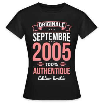 20th Anniversary - Original - September 2005 - Women's T-Shirt - black - Front - AI Model Female 172 dark (172cm)