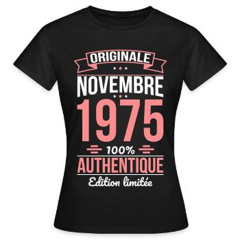 50. Jahrestag - Original - November 1975 - Frauen T-Shirt - Schwarz - Vorne - AI Model Female 172 dark (172cm)