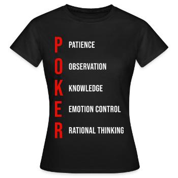 Poker Mentalität Geduld Beobachtung Wissen - Frauen T-Shirt - Schwarz - Vorne - AI Model Female 172 dark (172cm)