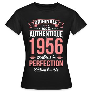 1956 – Aged to Perfection – Limited Edition - Women's T-Shirt - black - Front - AI Model Female 172 dark (172cm)