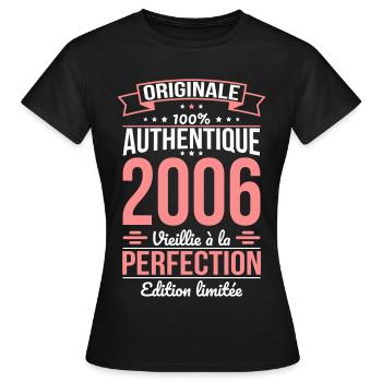 2006 – Aged to Perfection – Limitierte Ausgabe - Frauen T-Shirt - Schwarz - Vorne - AI Model Female 172 dark (172cm)