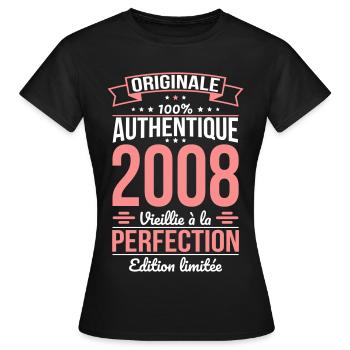 2008 – Perfekt gereift – Limitierte Auflage - Frauen T-Shirt - Schwarz - Vorne - AI Model Female 172 dark (172cm)