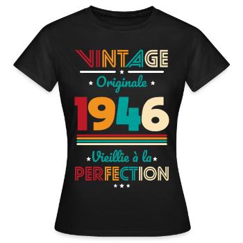 1946 – Vintage – Aged to perfection - Women's T-Shirt - black - Front - AI Model Female 172 dark (172cm)