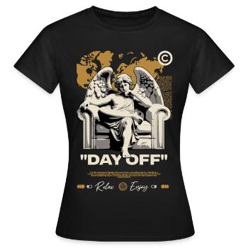 Jour Off Ange sur Trône - T-shirt Femme - noir - Devant - AI Model Female 172 dark (172cm)
