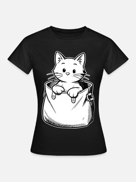 Kätzchen im Beutel Illustration - Frauen T-Shirt - Schwarz