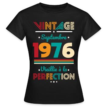 50-jähriges Jubiläum – Jahrgang – September 1976 - Frauen T-Shirt - Schwarz - Vorne - AI Model Female 172 dark (172cm)