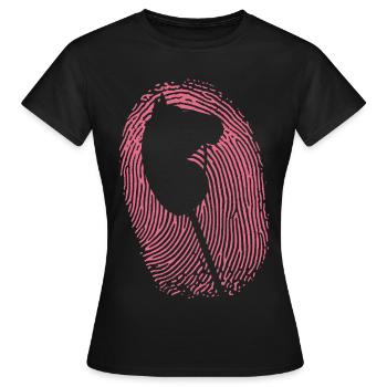 Cavalier d’empreintes digitales pour cheval de loisir - T-shirt Femme - noir - Devant - AI Model Female 172 dark (172cm)
