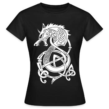 Wikinger-Wolfsdrache (Weiß) - Frauen T-Shirt - Schwarz - Vorne - AI Model Female 172 dark (172cm)