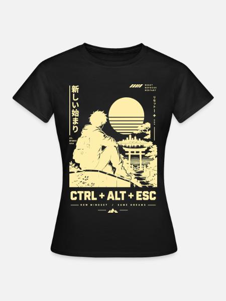 Sonnenuntergangssilhouette CTRL ALT ESC - Frauen T-Shirt - Schwarz