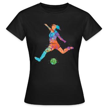 Fußballerin Bunt Fußball Mädchen Fußballspieler - Frauen T-Shirt - Schwarz - Vorne - AI Model Female 172 dark (172cm)