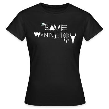 sauver winnetou,winnetou,indien,plumes,attrape-rêves - T-shirt Femme - noir - Devant - AI Model Female 172 dark (172cm)