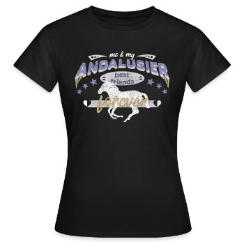 Andalous cheval race de chevaux meilleurs amis - T-shirt Femme - noir - Devant - AI Model Female 172 dark (172cm)