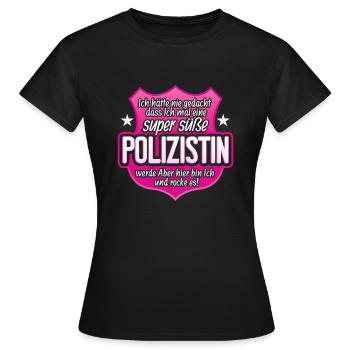 Polizistin - Frauen T-Shirt - Schwarz - Vorne - AI Model Female 172 dark (172cm)