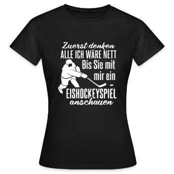 Eishockey Eishockeyspieler - Frauen T-Shirt - Schwarz - Vorne - AI Model Female 172 dark (172cm)
