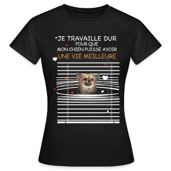 Chien chihuahua citation humour tendre - T-shirt Femme - noir - Devant - AI Model Female 172 dark (172cm)
